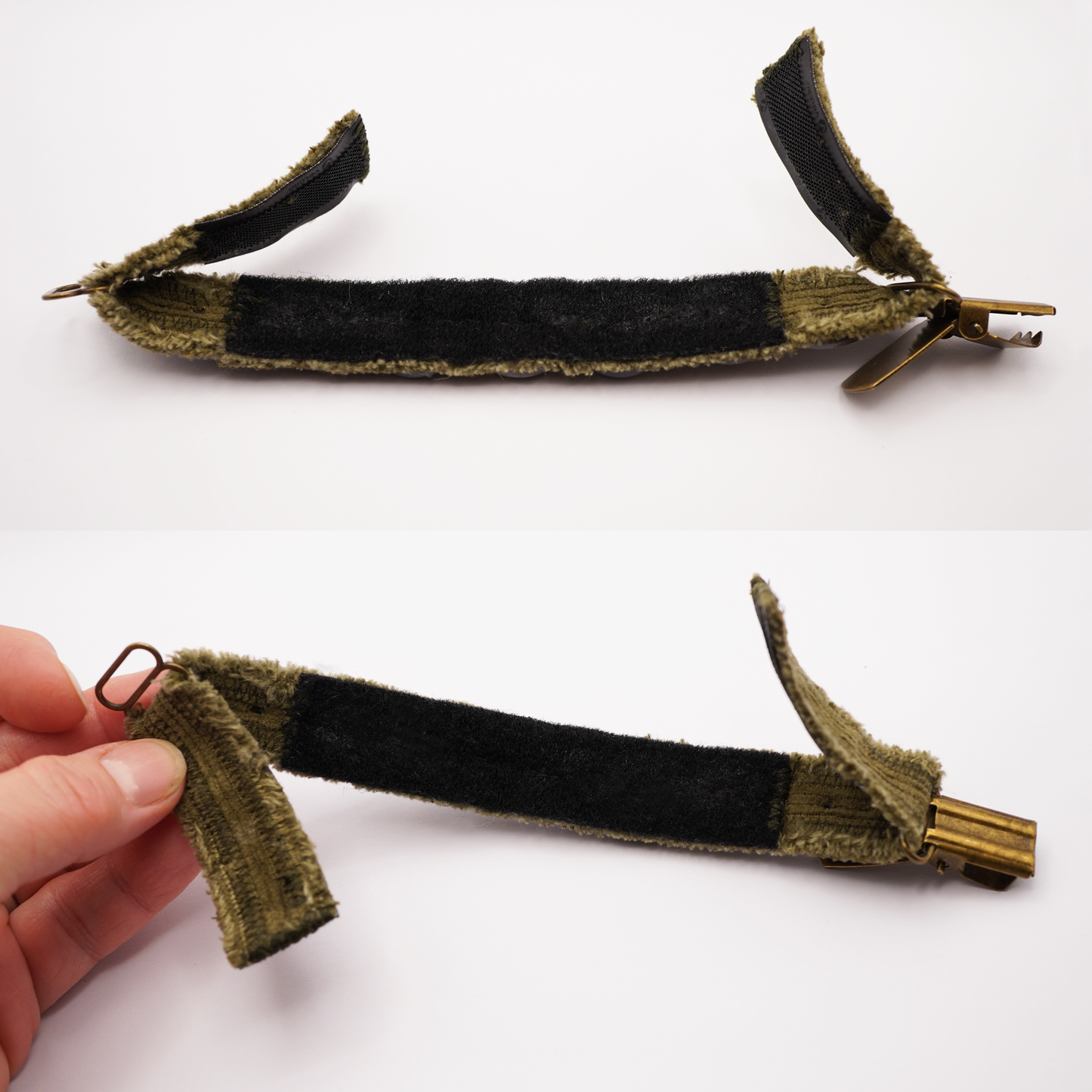 Green Military Bracelet with Ceramic Spiral Beads