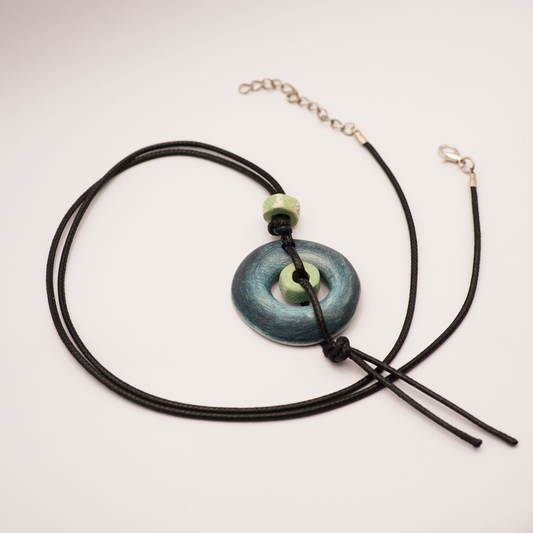 Ceramic Donut Necklace – Turquoise Blue Pendant