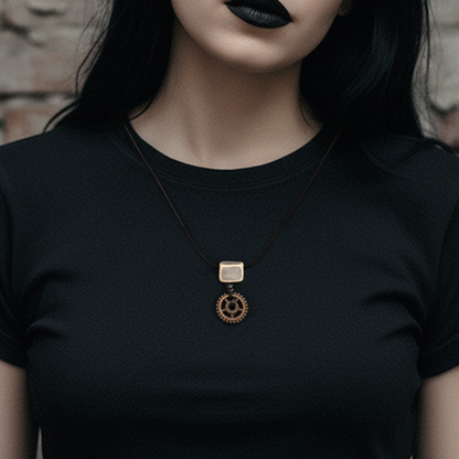 Retro Ceramic Gear Necklace – Antique Style