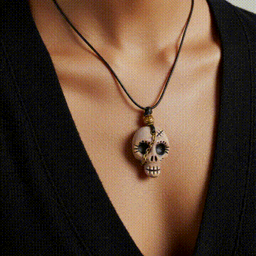 Ceramic Skull Pendant – Steampunk Edition