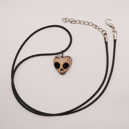Mini Ceramic Necklace – Heart Skull