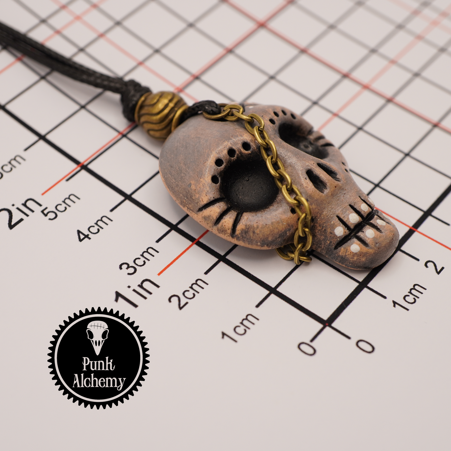 Ceramic Skull Pendant – Steampunk Edition