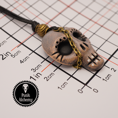 Ceramic Skull Pendant – Steampunk Edition