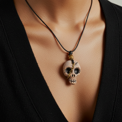 Ceramic Skull Pendant – Steampunk Edition