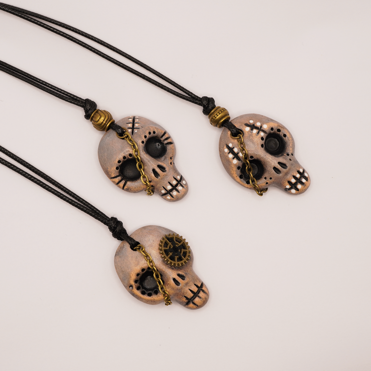 Ceramic Skull Pendant – Steampunk Edition
