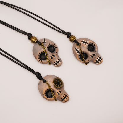 Ceramic Skull Pendant – Steampunk Edition