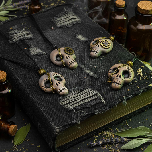 Ceramic Skull Pendant – Steampunk Edition