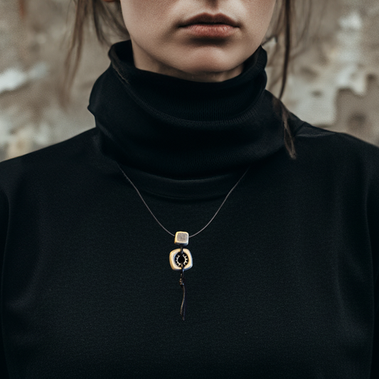 Retro Ceramic Gear Necklace – Antique, Industrial Style