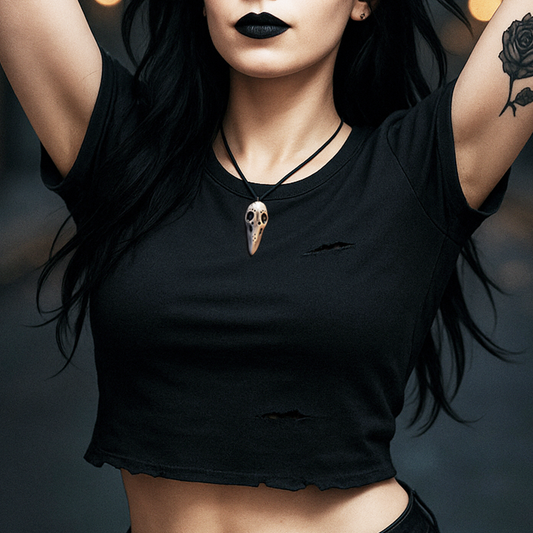 Ceramic Necklace – Raven Skull