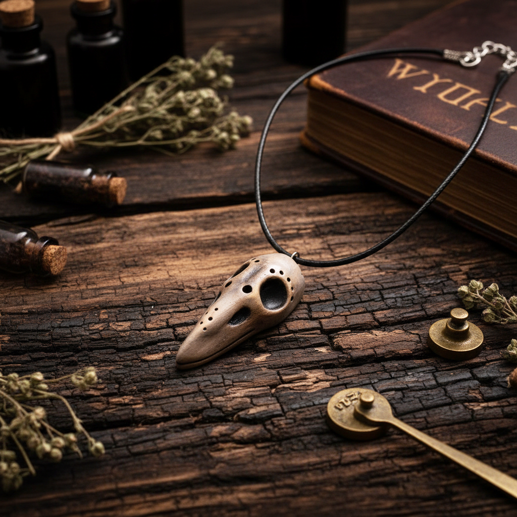 Ceramic Necklace – Raven Skull