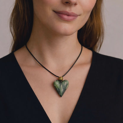 Ceramic Heart Necklace – Weathered Patina Pendant