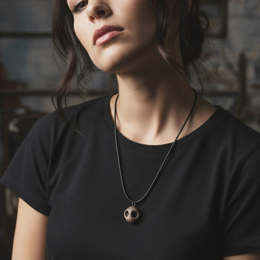 Handmade ceramic mini skull necklace video - gothic jewelry showcase
