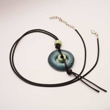 Ceramic Donut Necklace – Turquoise Blue Pendant