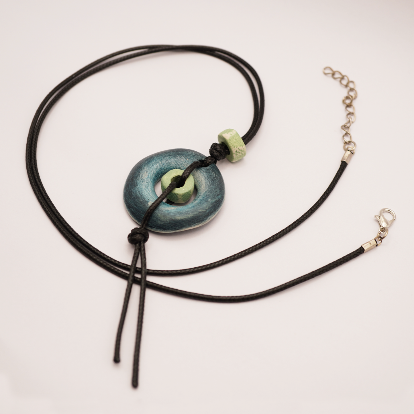 Ceramic Donut Necklace – Turquoise Blue Pendant