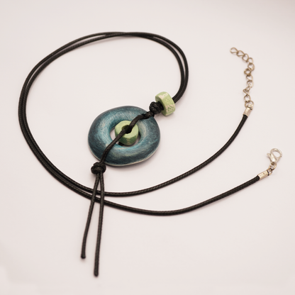 Ceramic Donut Necklace – Turquoise Blue Pendant