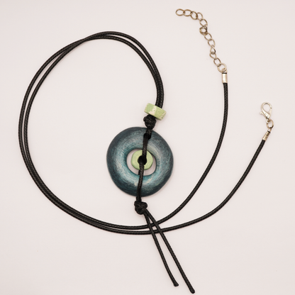 Ceramic Donut Necklace – Turquoise Blue Pendant